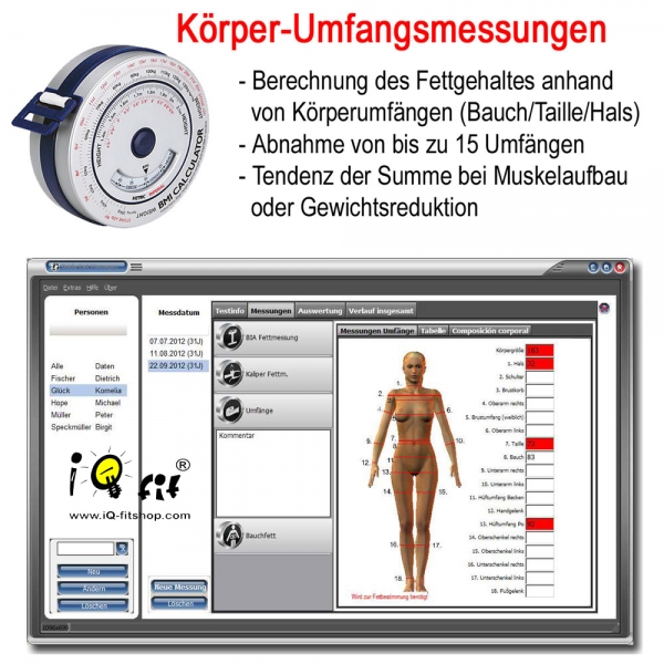 Körperanalyse Software Body Fat Manager Expert